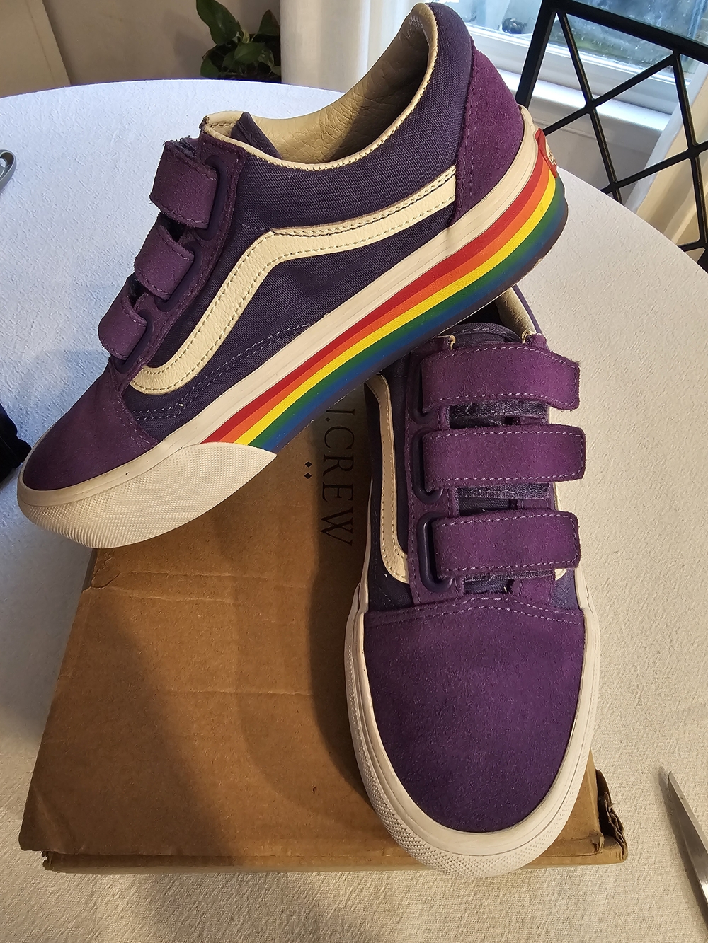 Vans Old Skool V Rainbow Platform Sneakers Liberty Purple Suede Size W7/M5.5